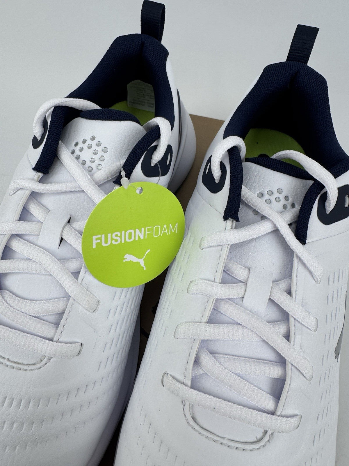 Puma Fusion Plus SL Golf Shoes Men's UK 7.5  White Deep Navy Waterproof/320754