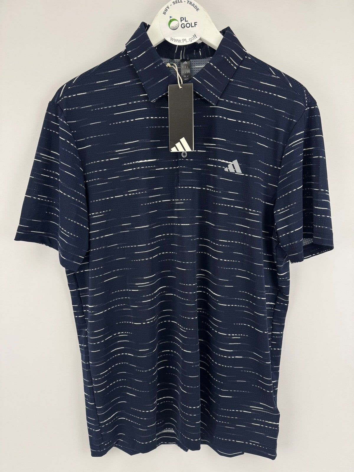 Adidas Ultimate365 Mesh Print Golf Polo Shirt Men's Size Medium Navy/329393