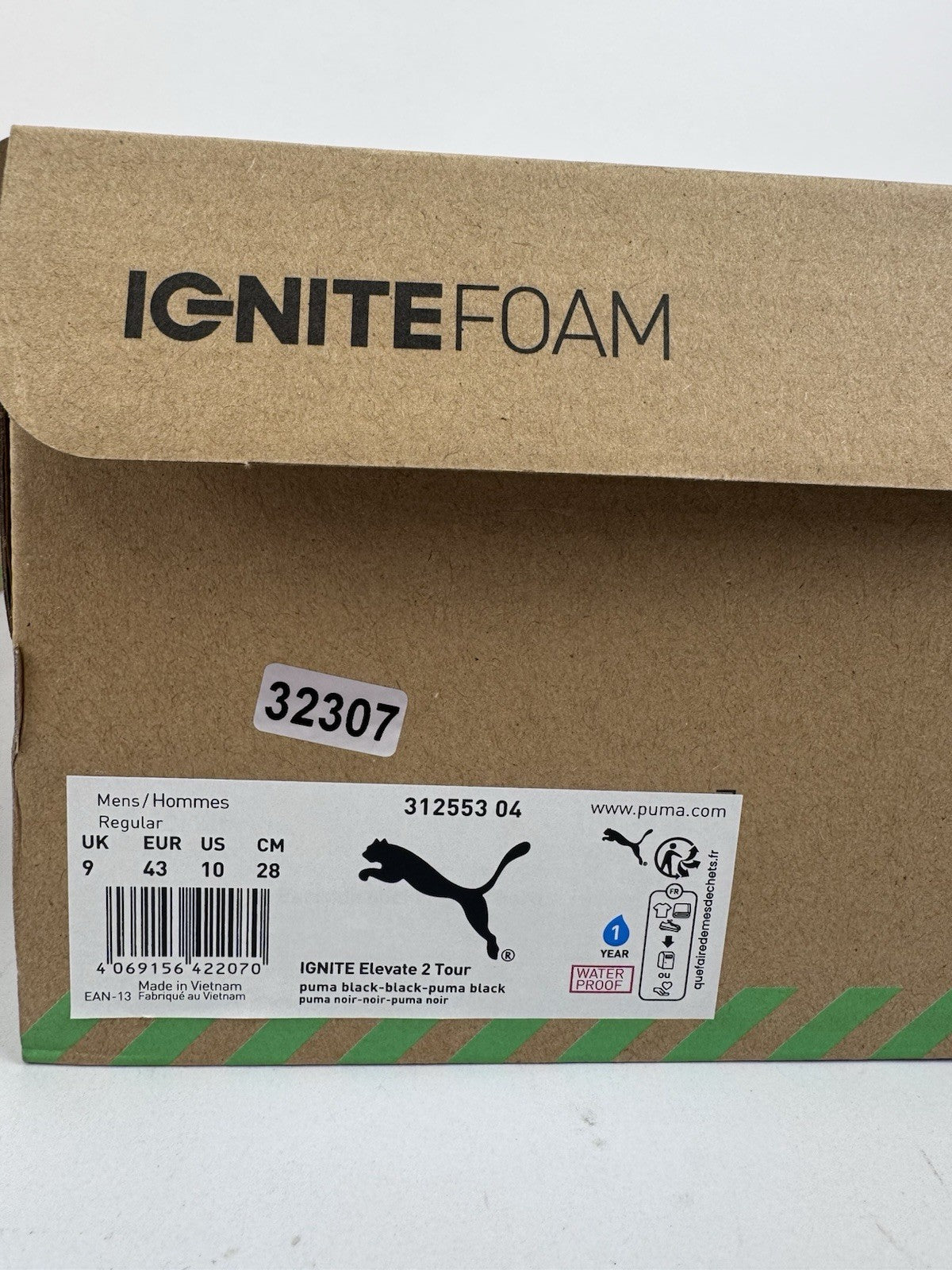 Puma Ignite Elevate 2 Tour Men's Golf Shoes Size UK 9 Black Waterproof/3230711