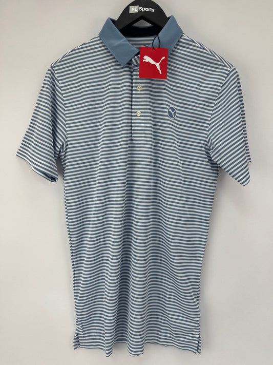 Puma Pure Stripe Polo Men's Size Small Blue White Striped Polo/352950