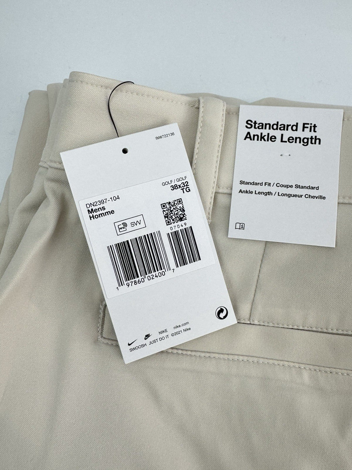 Nike Golf Trousers Dri-Fit Victory Mens W38 L32 /Cream /New /298075