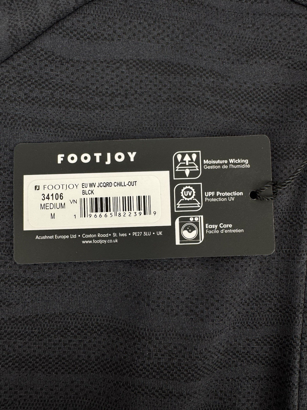 FootJoy Golf Wave Jacquard Chill-Out Zip Pullover Men's Size Medium Black/3306712