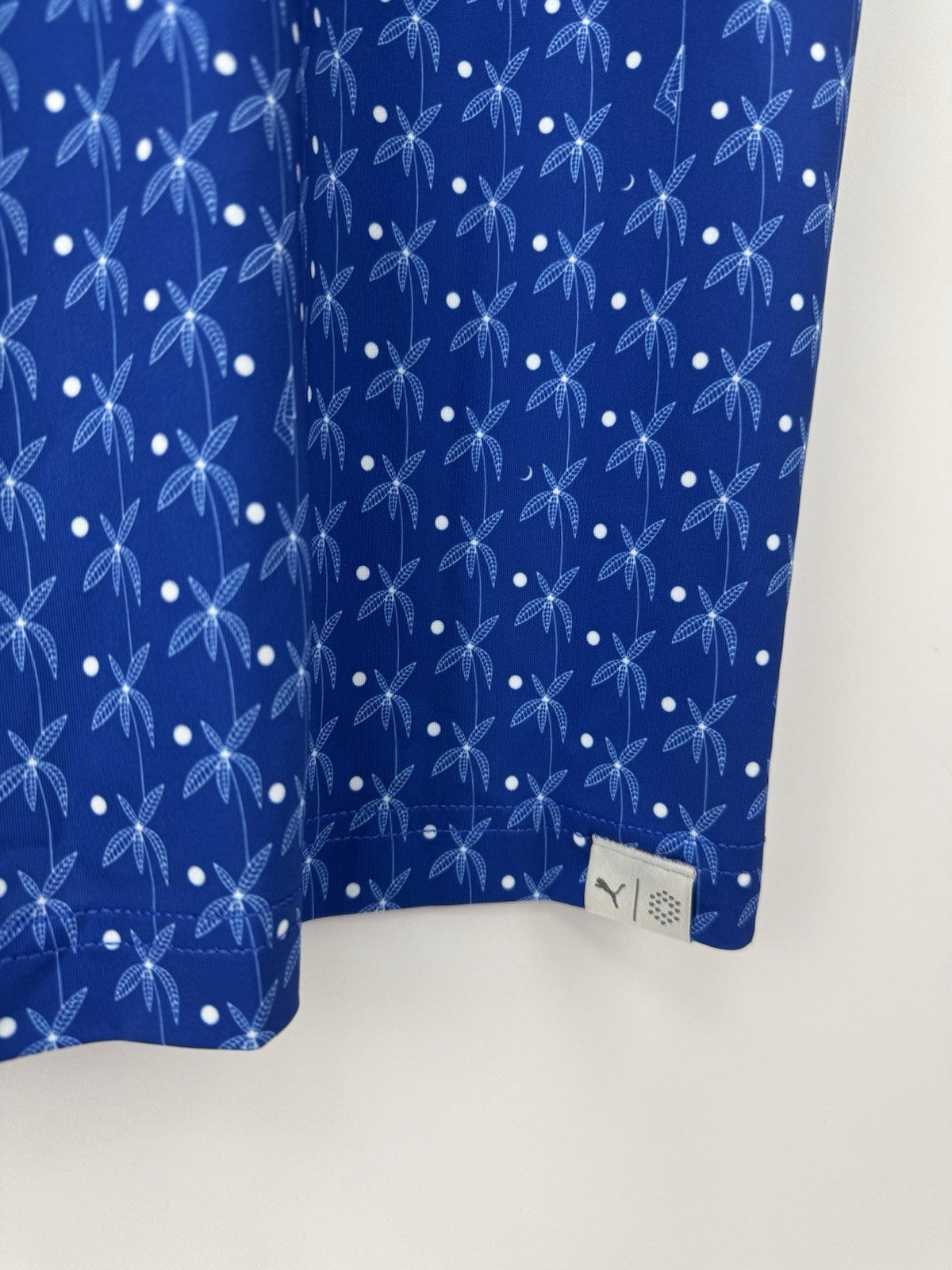 Puma Golf Mens Polo Shirt Mattr Palms Festive Blue White UK Size Small /352968