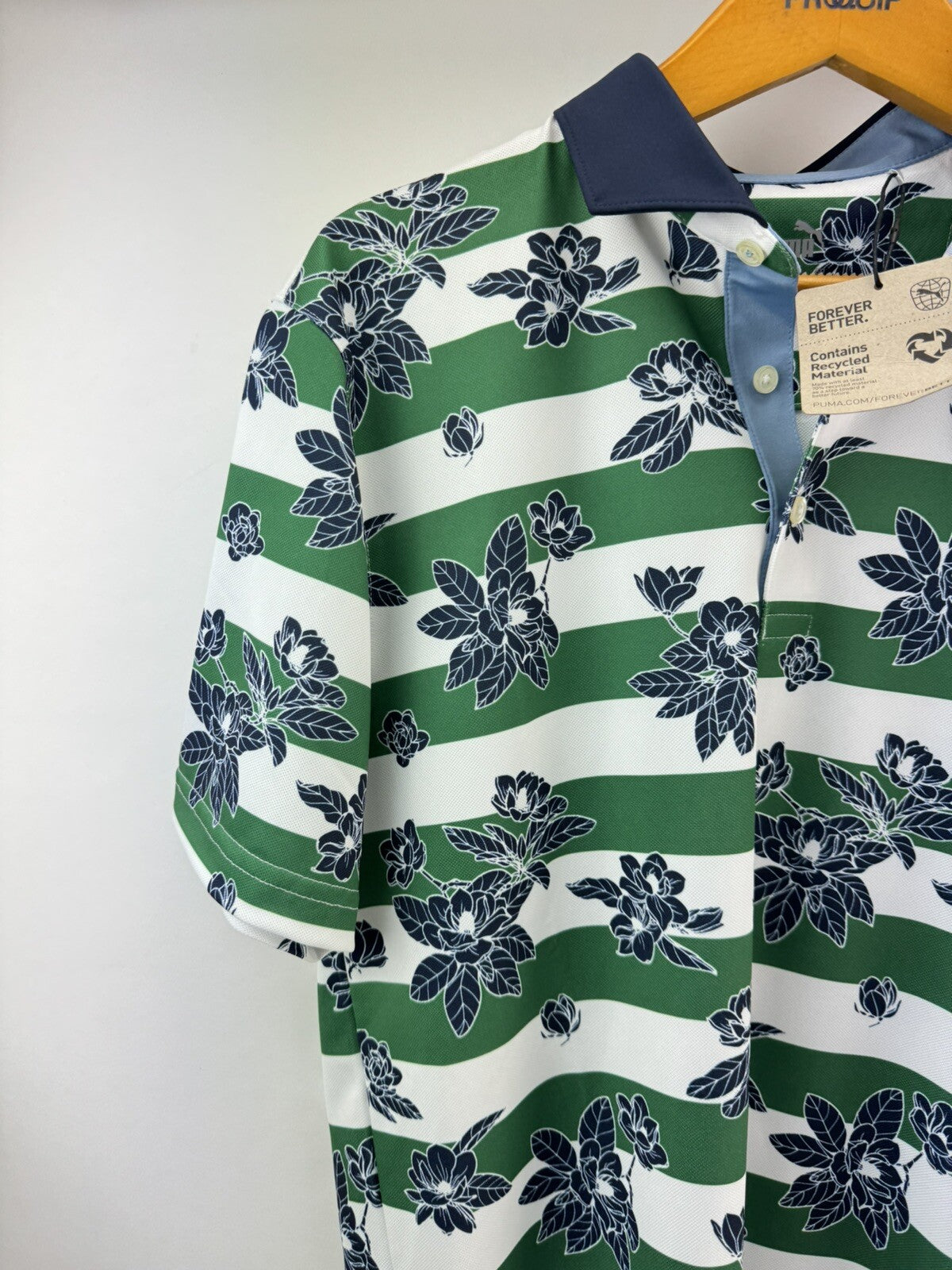 Puma Golf Polo Pique Garden Size UK Medium /Green/navy /New /207492