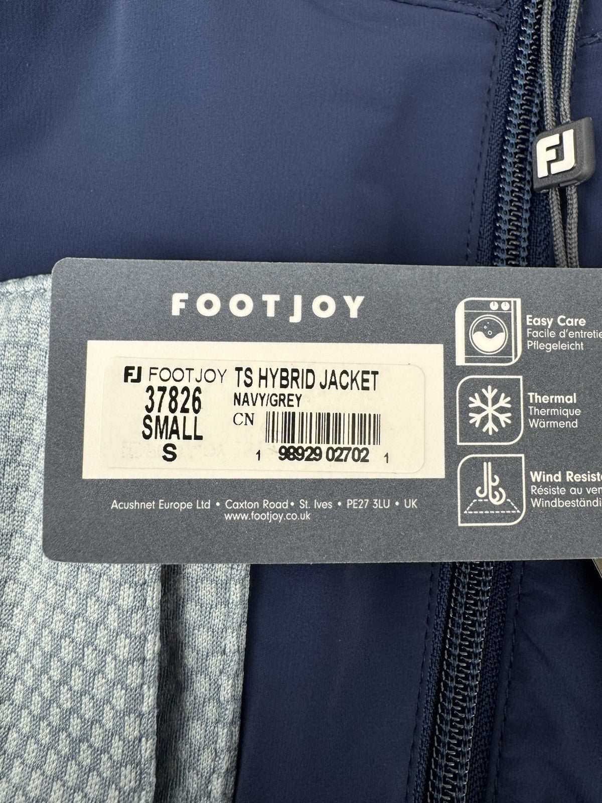 FootJoy Thermoseries Hybrid Jacket Men's Small Navy Grey Wind Resistant/3361611