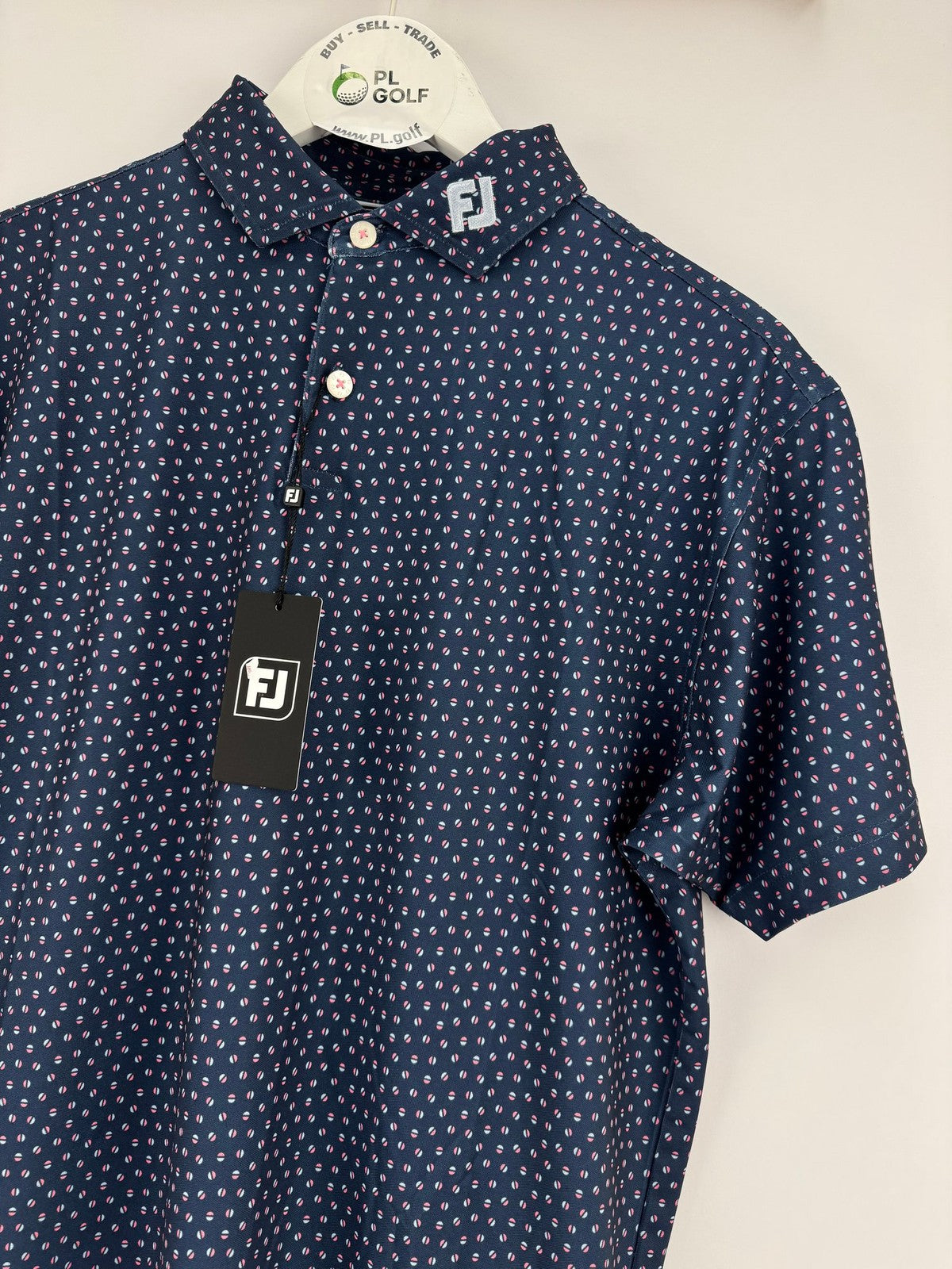 FootJoy Men’s Bounce Print Pique Polo Shirt Size Small Dark Denim/330641
