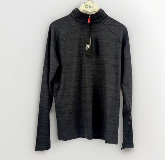 FootJoy Golf Wave Jacquard Chill-Out Zip Pullover Men's Size Small Black/330700