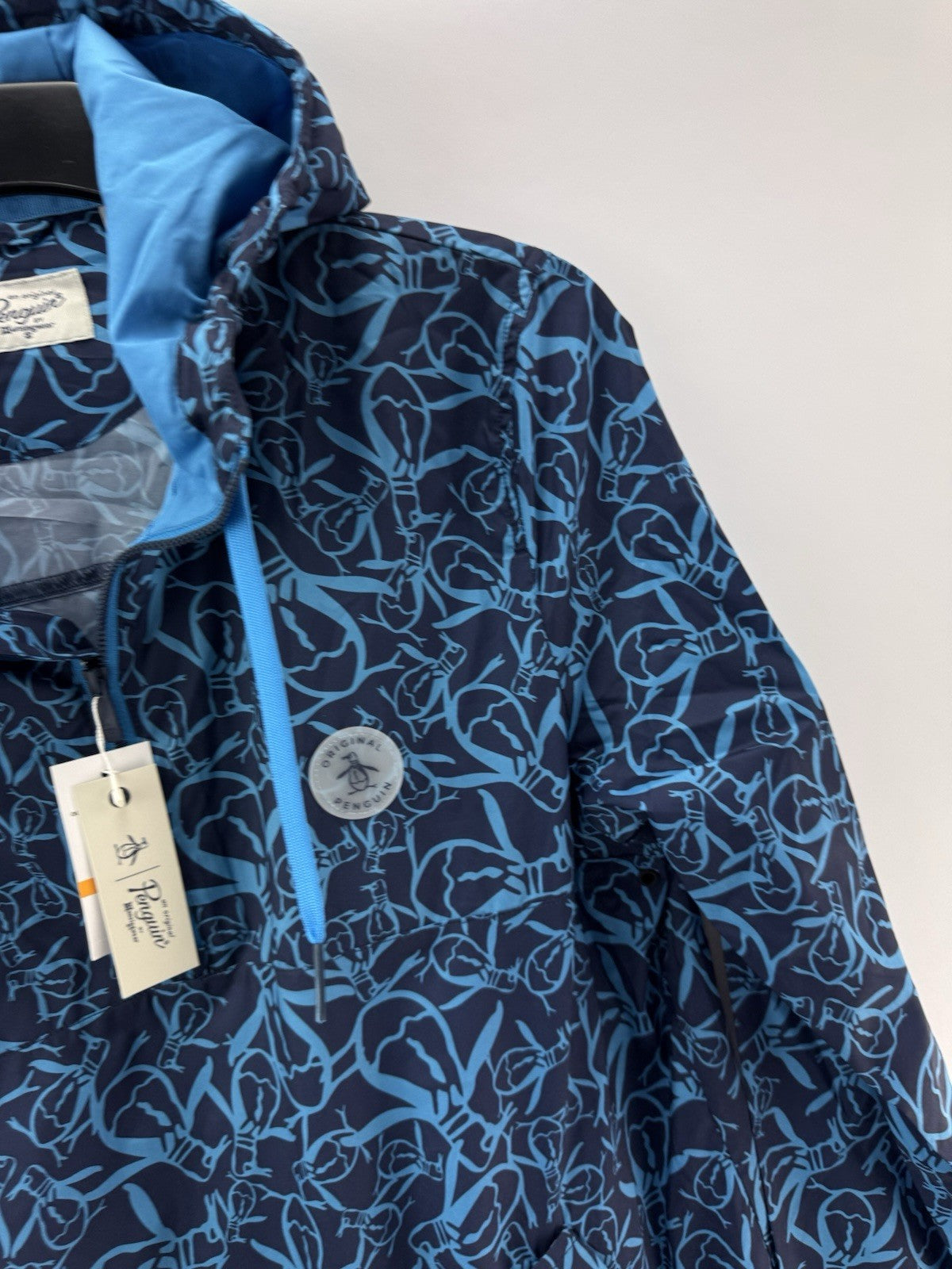 Penguin Golf Trademark Printed Wind Jacket 1/4 Zip Pullover UK Small /New /252454