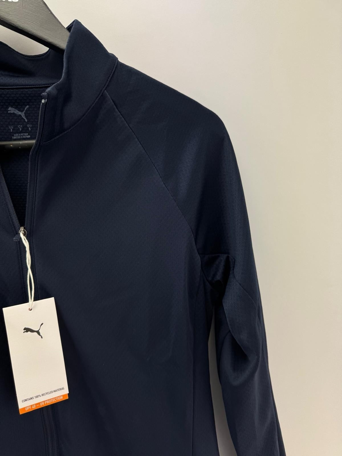 Womens Puma Lightweight Full Zip Knitted Golf Jacket Deep Navy Size S/ 300485