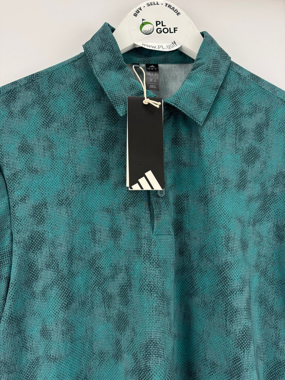 Adidas JL5288 Ultimate Textured Print Golf Polo Shirt Men's S Teal Black/329445