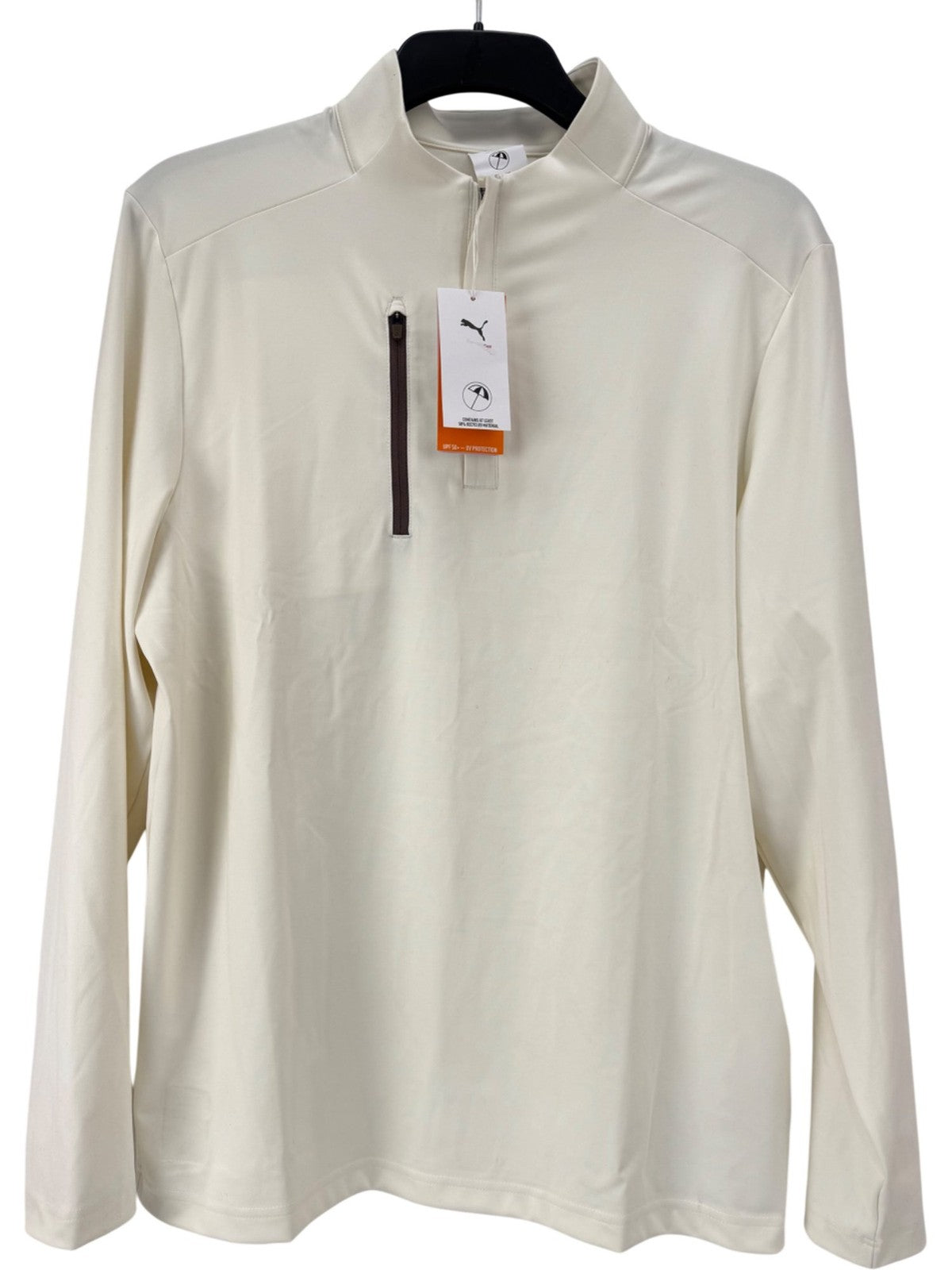 Puma X AP Cloudspun Tech 1/4 Zip Men's Pullover Size XL Warm White/365080