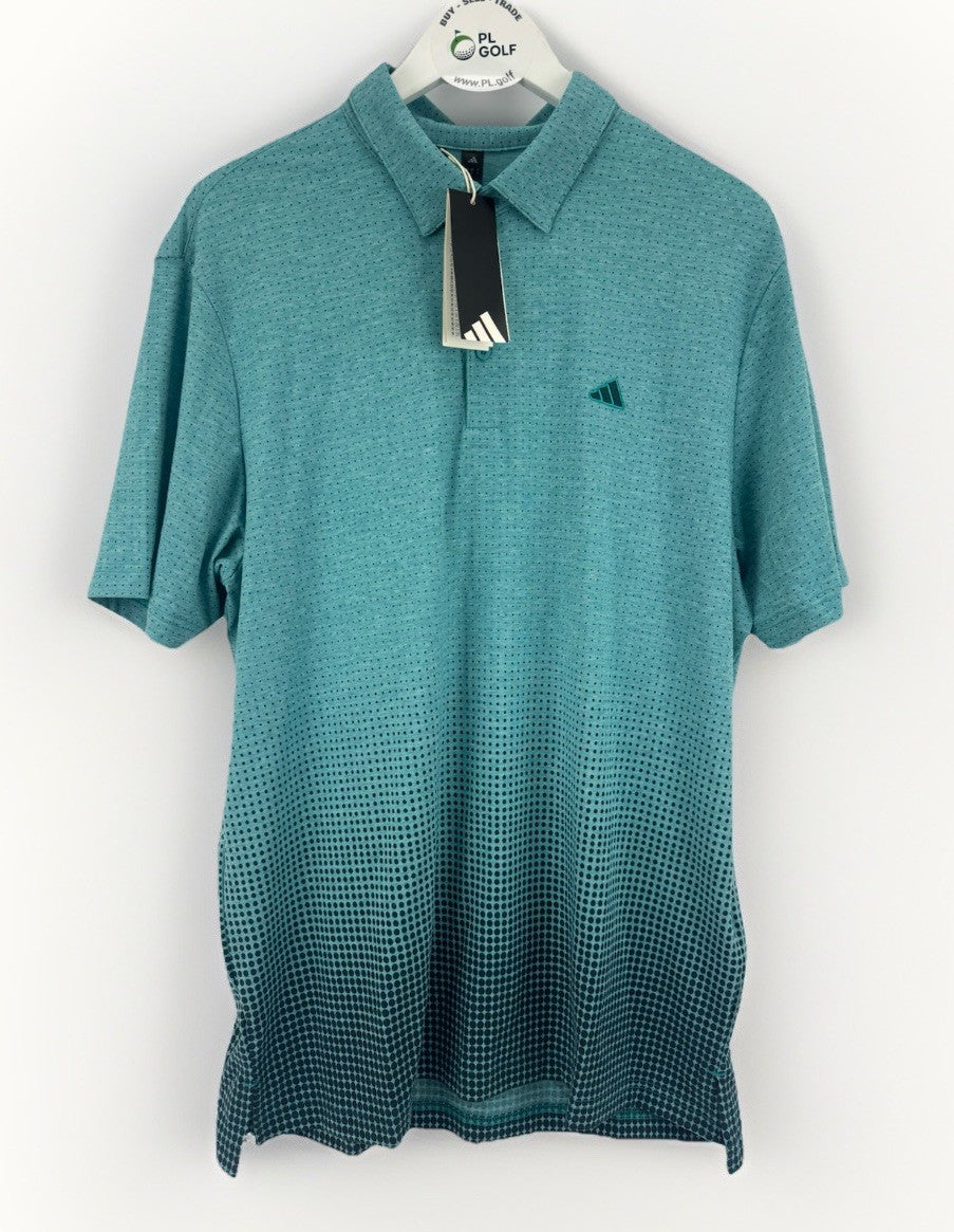 Adidas Go-To Rise Print Polo Shirt Men's Golf Size Large Pure Teal/329190