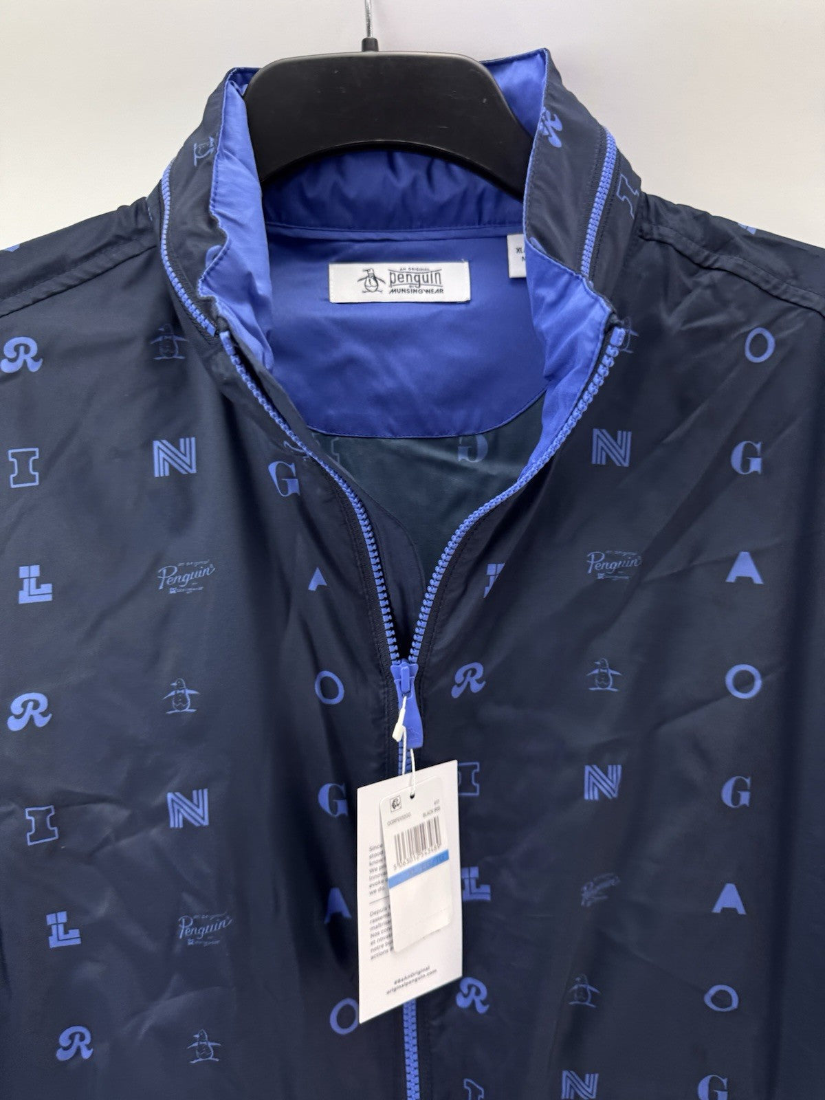 Penguin Original Golf Wind Jacket Logo Print Hood Lightweight UK XL /New /252193