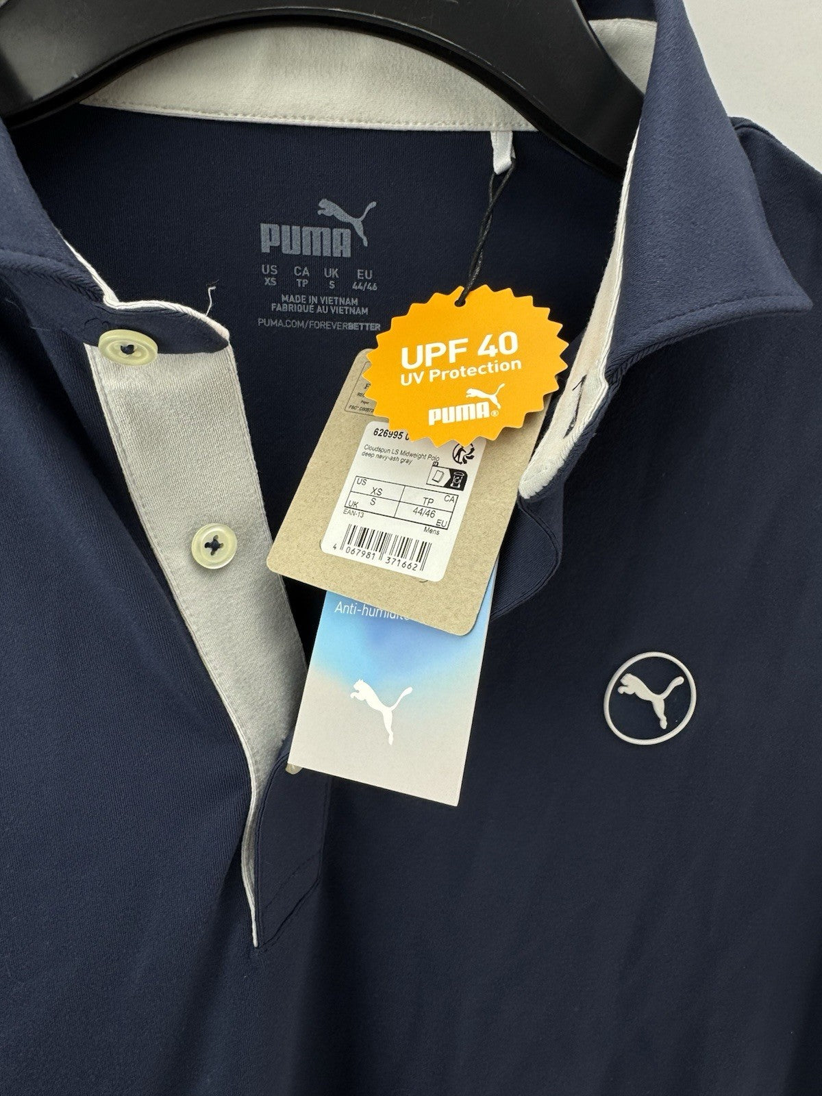 Puma Golf Polo Long Sleeve Cloudspun Midweight Mens UK Small /Navy /New /261096
