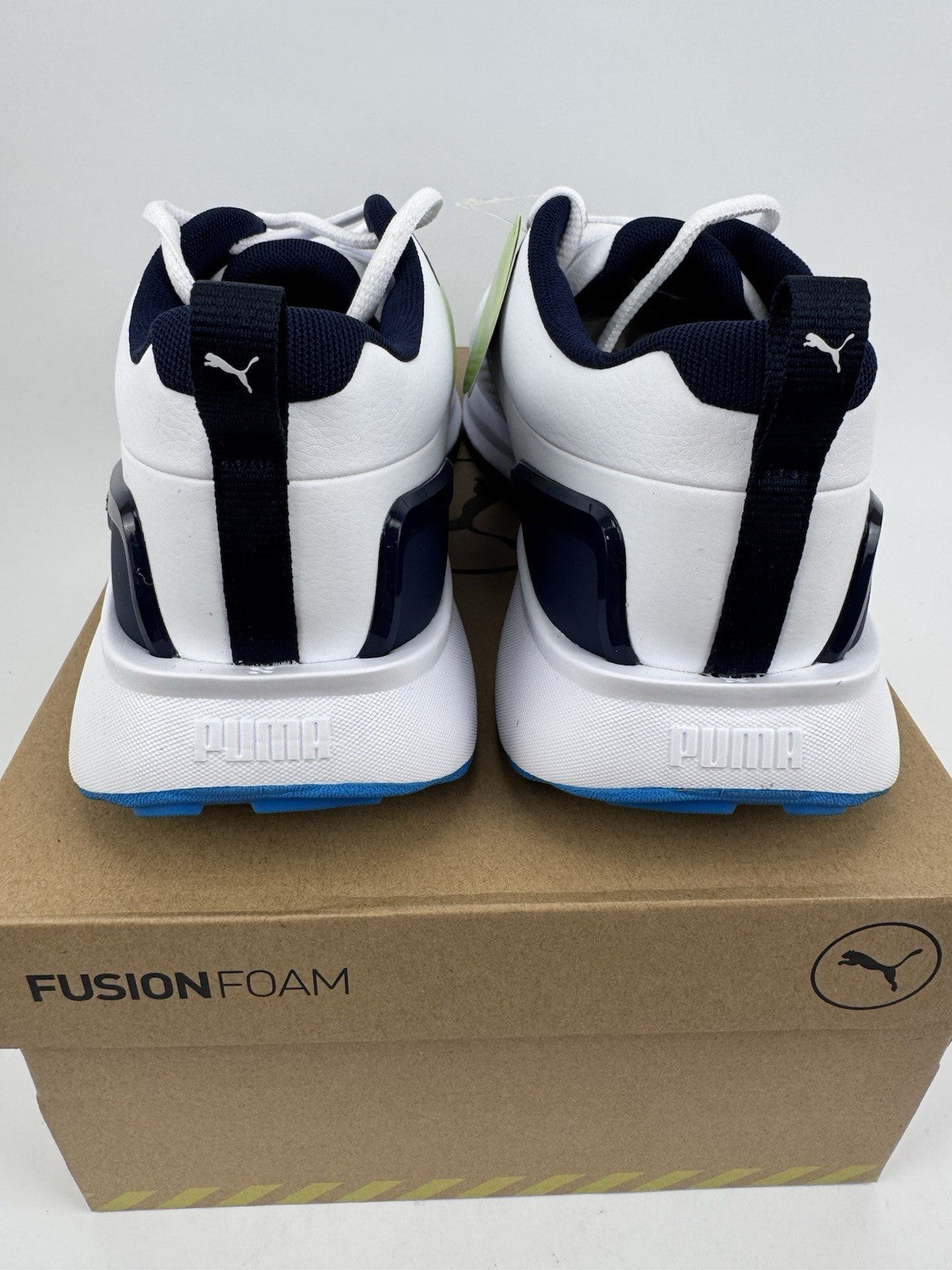 Puma Fusion Plus SL Golf Shoes Men's UK 9.5 White Deep Navy Waterproof/318534