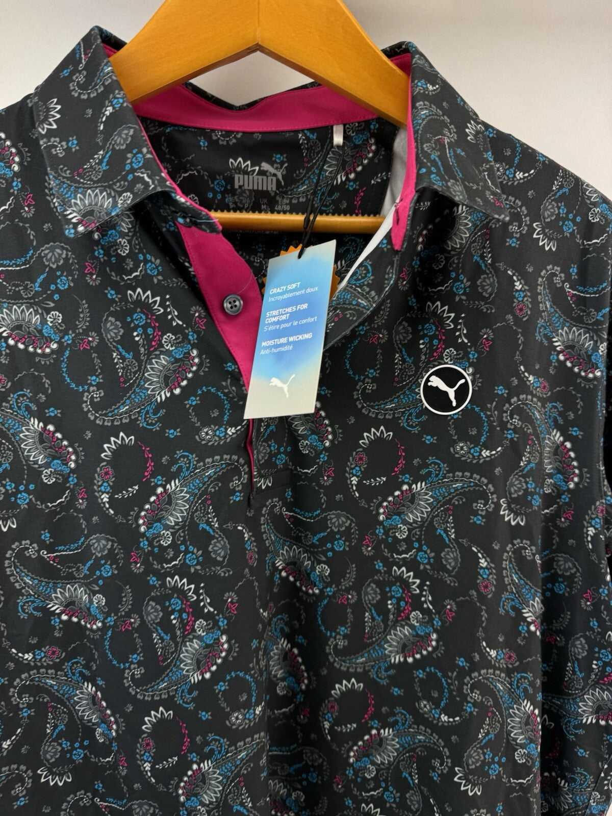 Puma Golf Mens Polo Shirt Cloudspun Paisley UK Medium /New /214103
