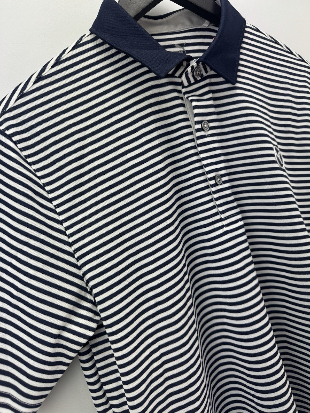 Puma Golf Pure Stripe Polo Shirt Mens UK Medium /Navy /White /New /308112
