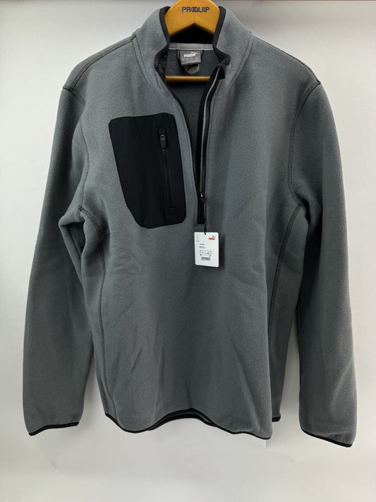 Puma Golf Fleece Pullover 1/4 Zip UK Large /Grey/Black /New /263350