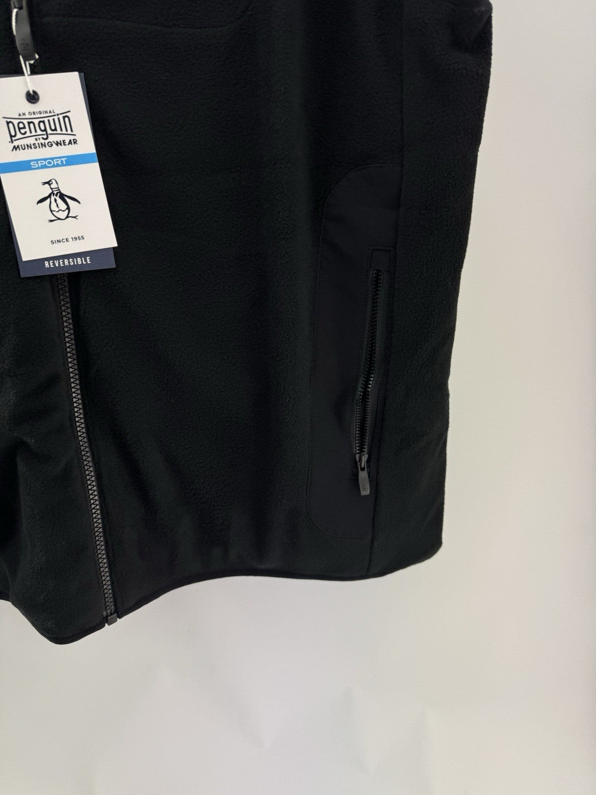 Original Penguin Golf Gilet Vest Reversible UK XL /Fleece /Black /New /305165