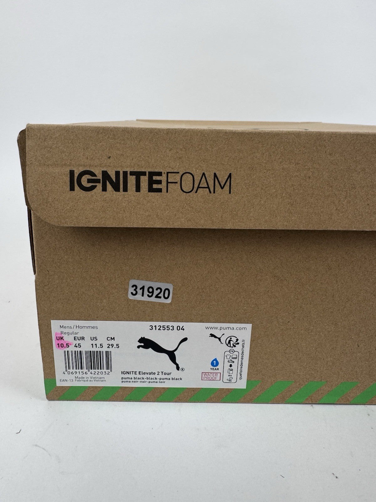 Puma Ignite Elevate 2 Tour Men's Golf Shoes Size UK 10.5 Black Waterproof/319209