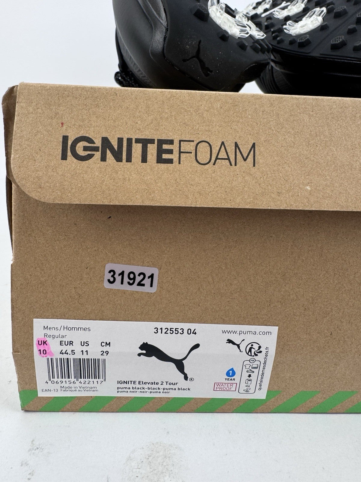 Puma Ignite Elevate 2 Tour Men's Golf Shoes Size UK 10 Black Waterproof/319217