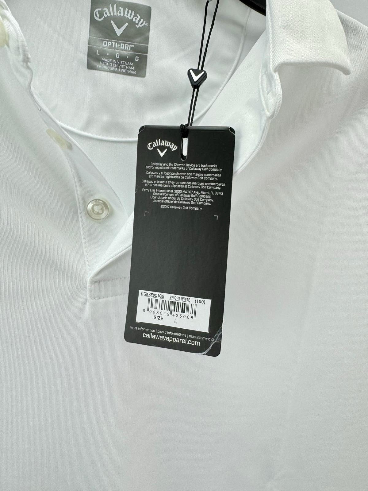Men’s Callaway Golf Polo Shirt Short Sleeve White Size Large Brand New /275595