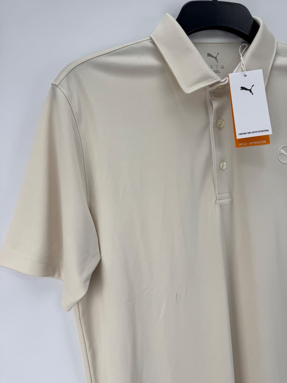 Puma Pure Polo LC Men's Size Large Light Beige Alpine Snow Golf Shirt/365063