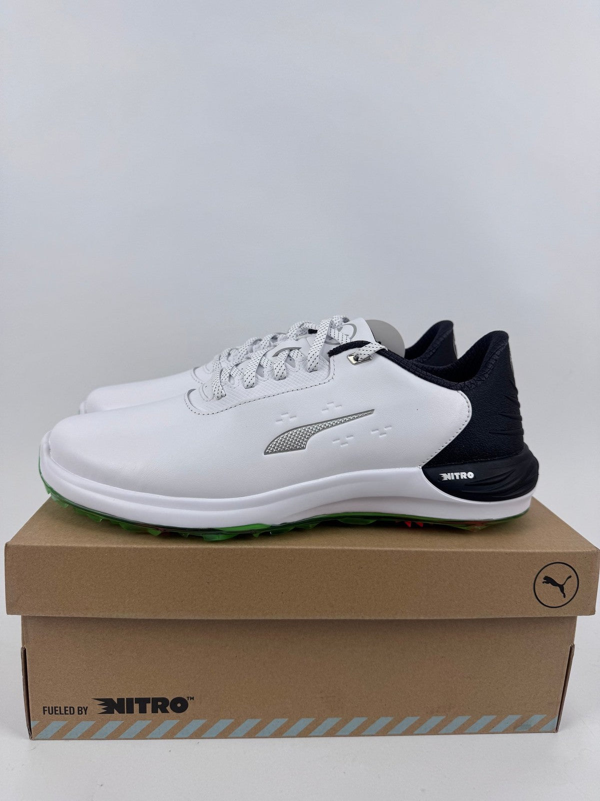 Puma Phantomcat Nitro Men's Golf Shoes Size UK 10 White Black Fluro/319110