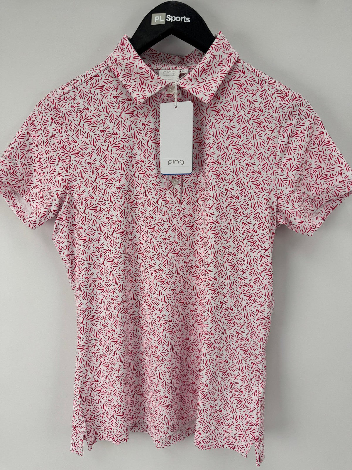 Ping Aeria P93782 Women's Golf Polo Shirt Size UK 10 Fuchsia Foliage/354003