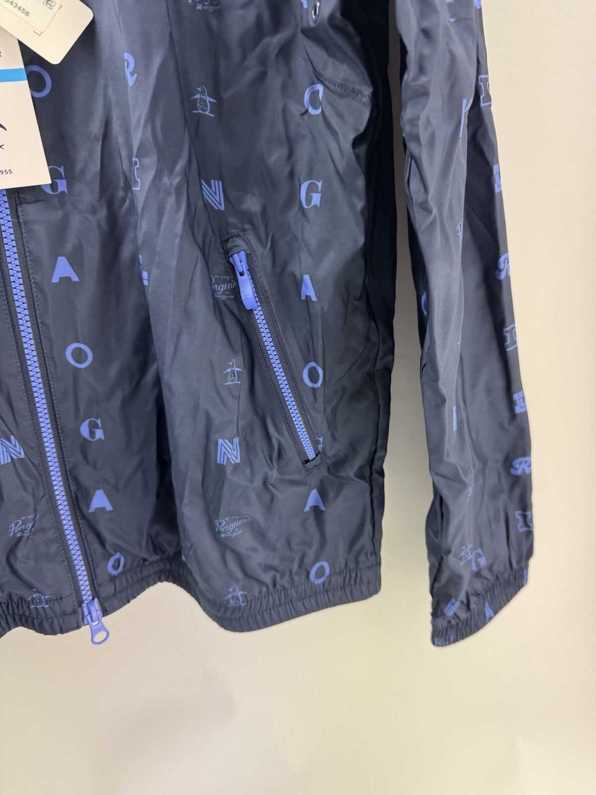 Penguin Original Golf Wind Jacket Logo Print Hood Lightweight UK Small /298245