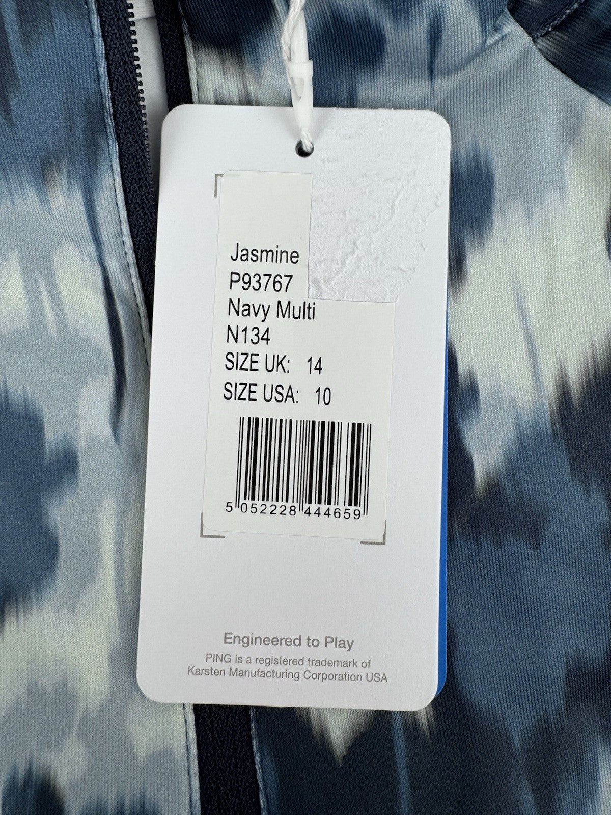 Ping Jasmine Golf Jumper Women's UK Size 14 Navy Multi Long Sleeve Zip Up/315079