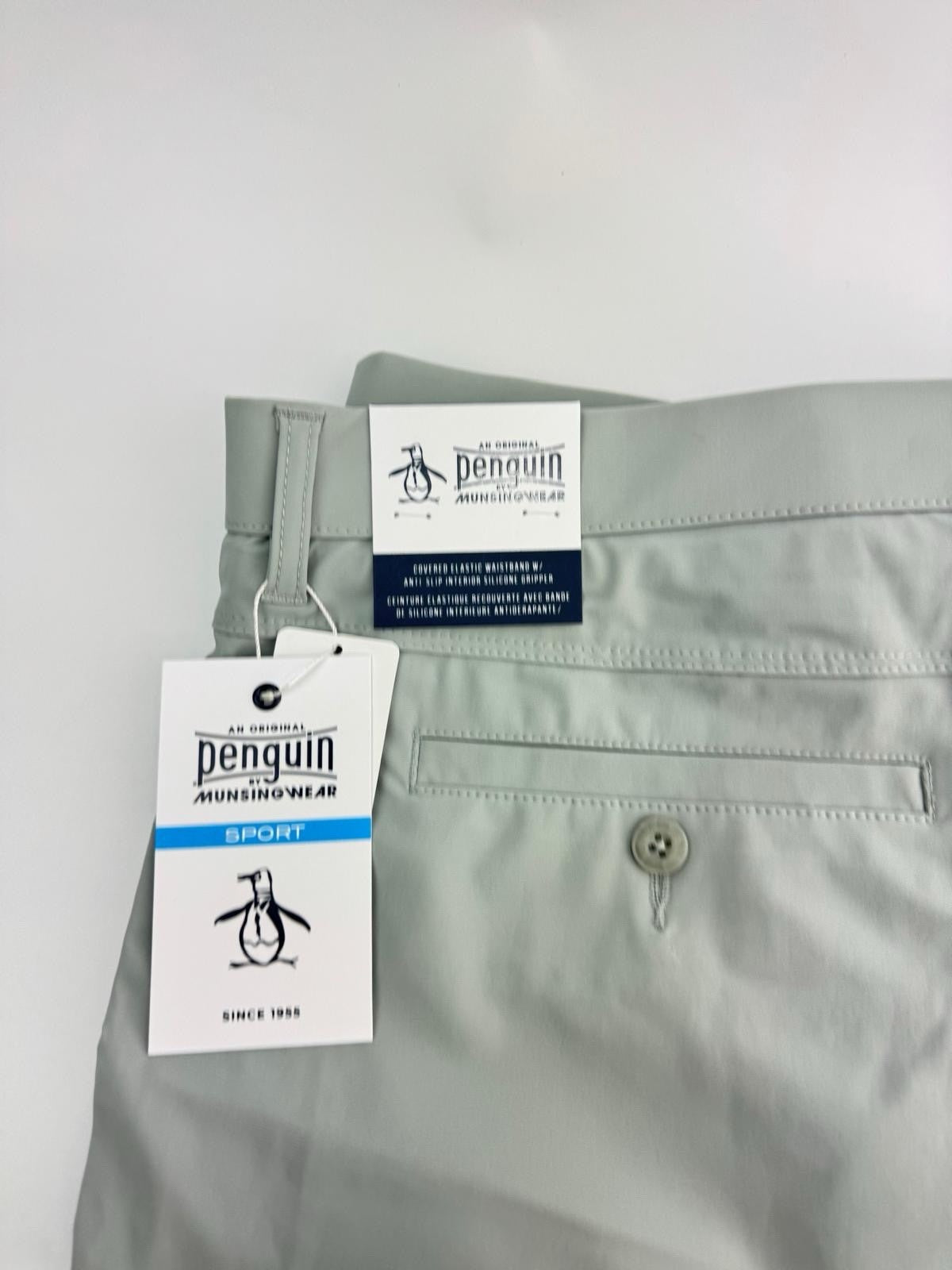 Men’s Original Penguin The Player 9” Golf Shorts Quarry Grey Size 38” New/306392