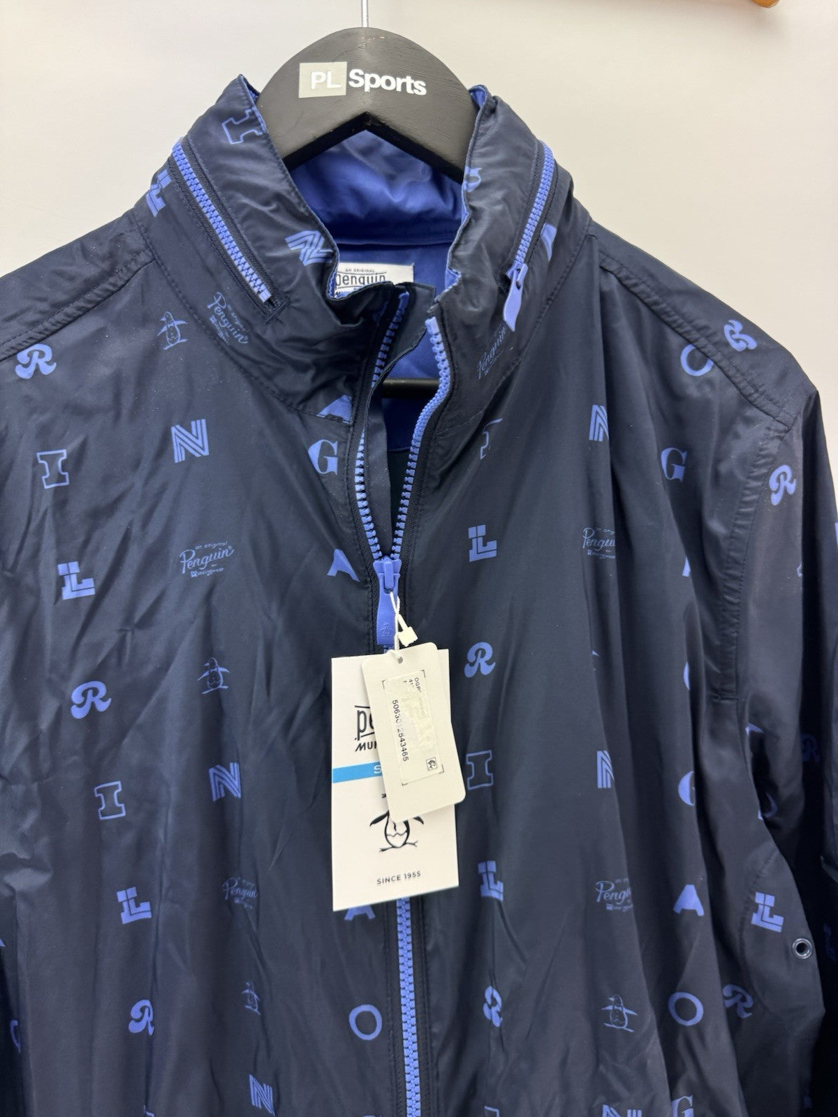 Penguin Original Golf Wind Jacket Logo Print Hood Lightweight UK Medium /285123