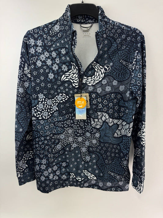 Puma Golf 1/4 Zip Cloudspun Bloom Pullover Mens UK Medium /Navy /New /261210