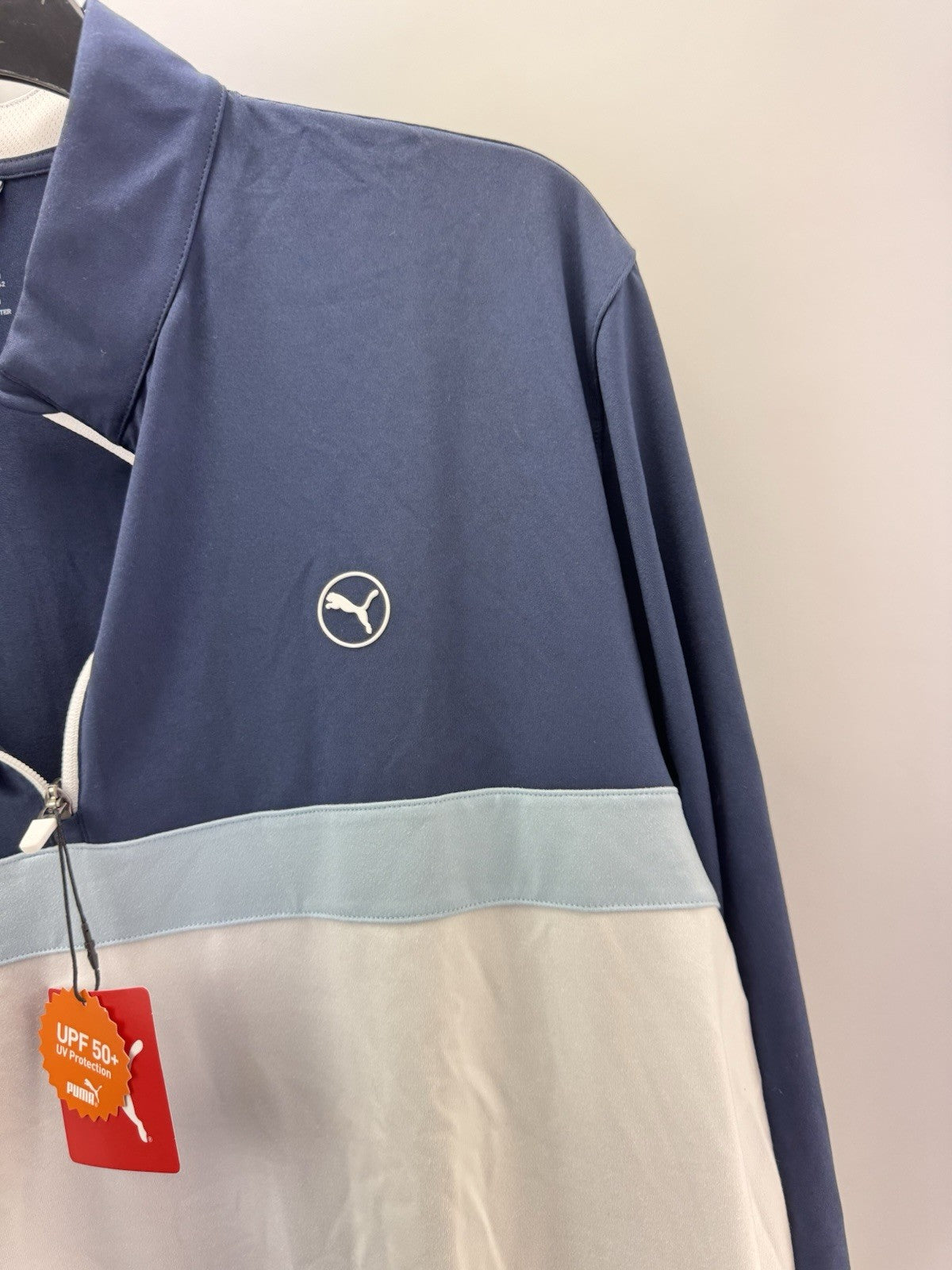Puma Golf Colorblock Pullover 1/4 Zip UK XXL /White/Navy /New /272274