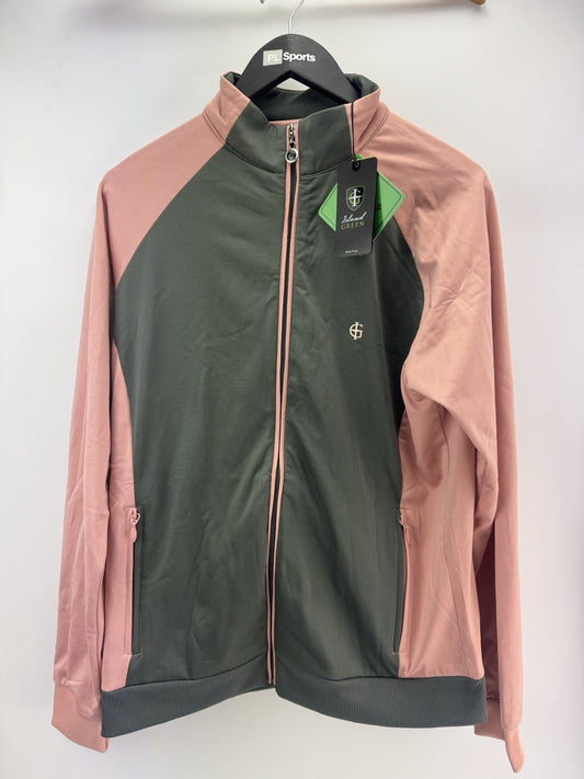 Island Green Ladies Golf Full Zip Sweater Size UK 16 Grey Pink Brand New/ 308040
