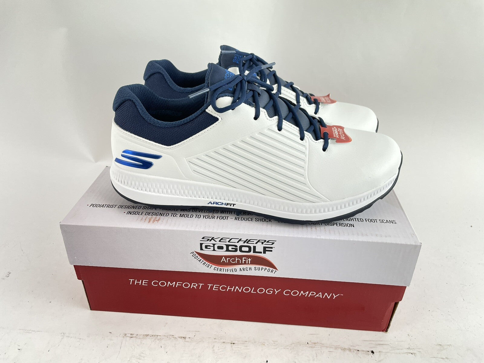 Skechers Elite 5 GF Golf Shoes Arch Fit UK 7 /Waterproof /White/Blue /Brand New0