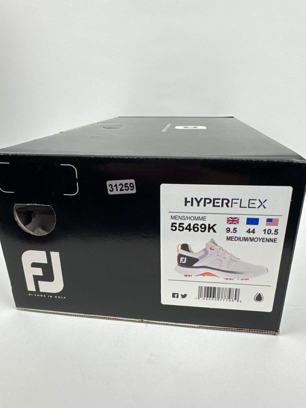 FootJoy HyperFlex Golf Shoes Men's Size UK 9.5 White Black Red/312599