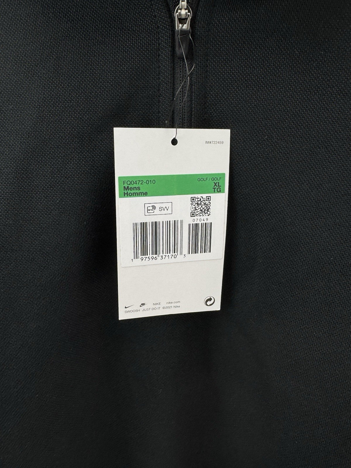 Nike Golf Pullover Pique Tour 1/2 Zip /Black /UK XL /25 Pit /New /252306
