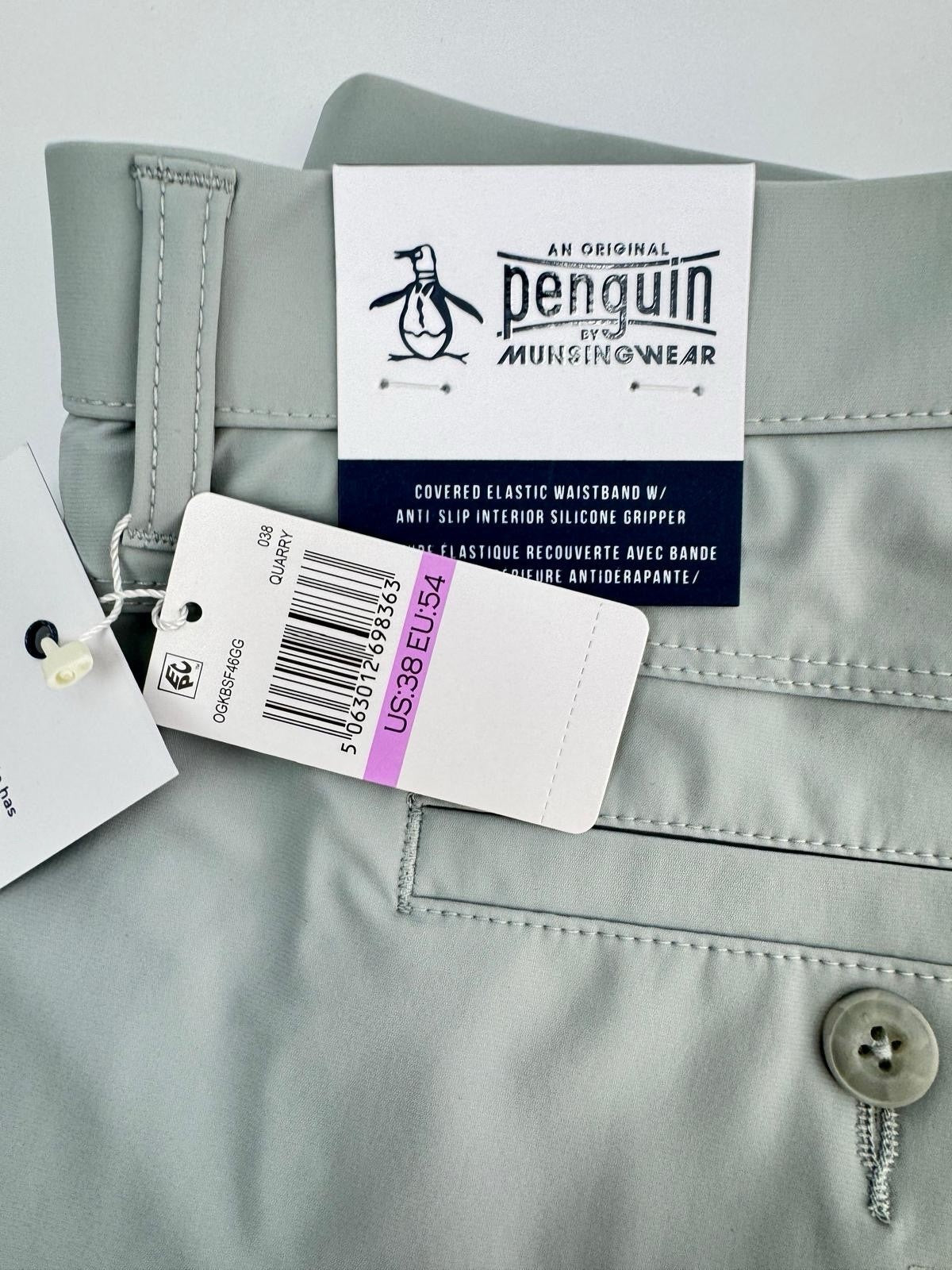 Men’s Original Penguin The Player 9” Golf Shorts Quarry Grey Size 38” New/306395