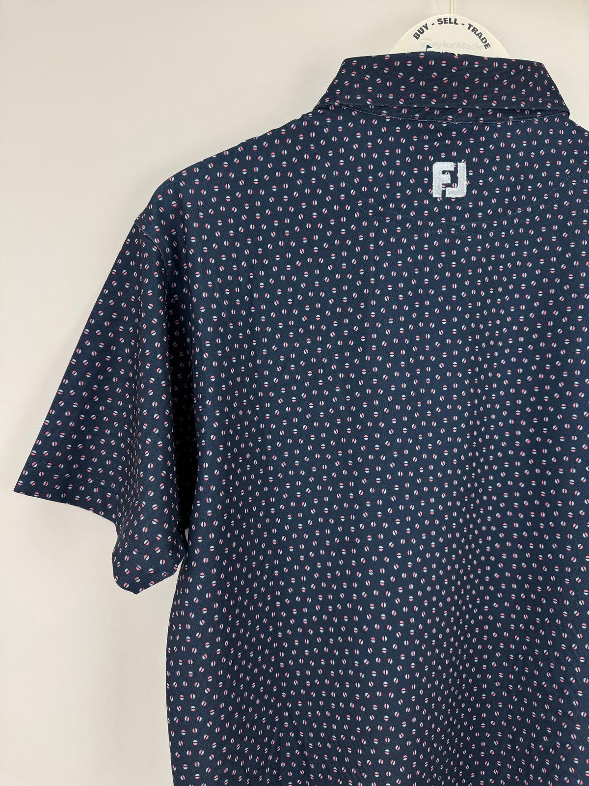 FootJoy Men’s Bounce Print Pique Polo Shirt Size Medium Dark Denim/330515