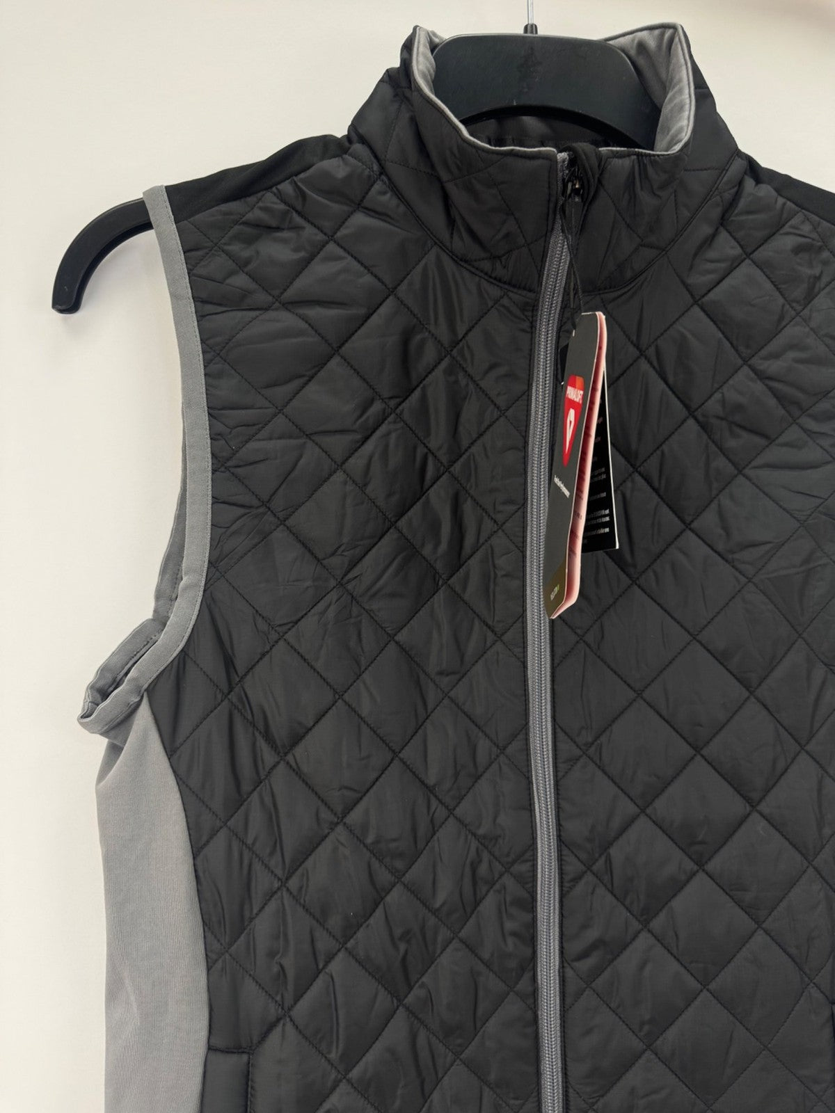 Puma WRM LBL Quilted Golf Vest Men's Size S Black Grey Primaloft Insulate/365034