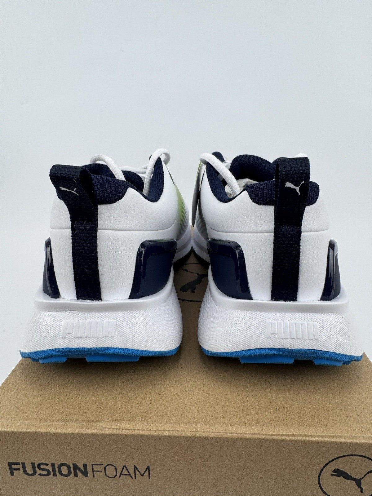 Puma Fusion Plus SL Golf Shoes Men's UK 7.5  White Deep Navy Waterproof/320755