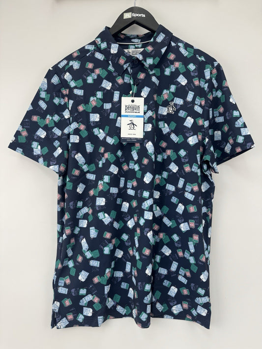 Original Penguin Mens Navy Pete’s Travel Tag’ Golf Polo Shirt Size Medium /352820