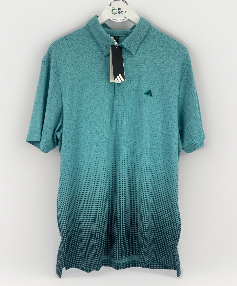 Adidas Go-To Rise Print Polo Shirt Men's Golf Size Small Pure Teal/329220
