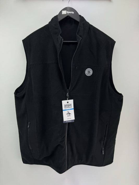 Original Penguin Golf Gilet Vest Reversible UK XL /Fleece /Black /New /305160