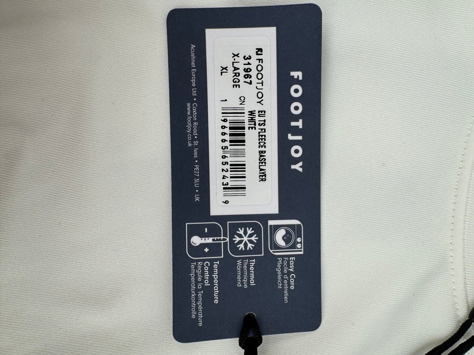 FootJoy Thermo Series Long Sleeve Fleece Baselayer Men's XL White Golf/330549