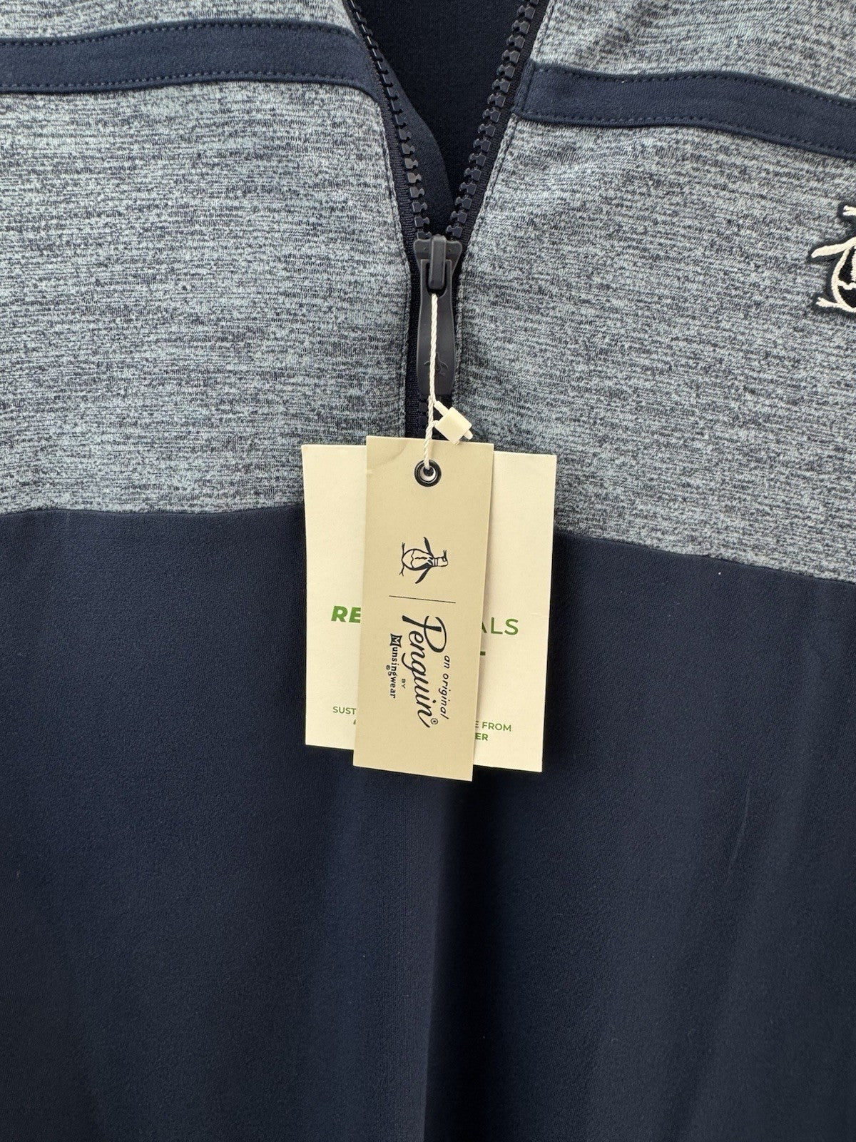 Original Penguin Pullover Colour Block 1/4 Zip UK Small /Navy /New /237228
