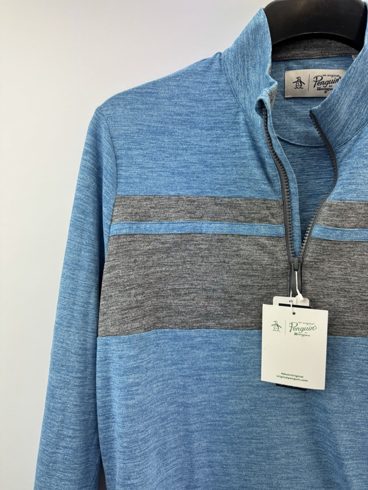 Original Penguin Pullover Colour Block 1/4 Zip UK Small /Blue /New /234202