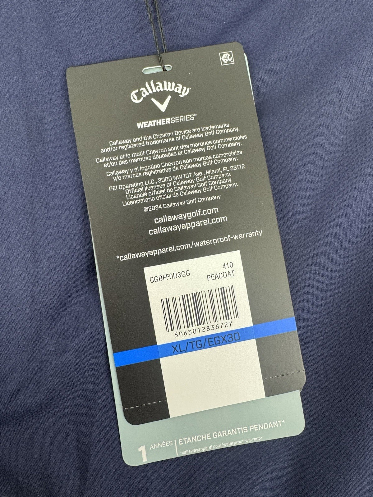 Callaway Weather Series Waterproof Golf Trousers Men's XL Navy Rain Gear/324038